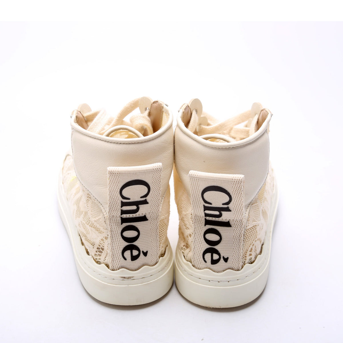 Lauren Lace Hightop Sneakers Size 39 Cream
