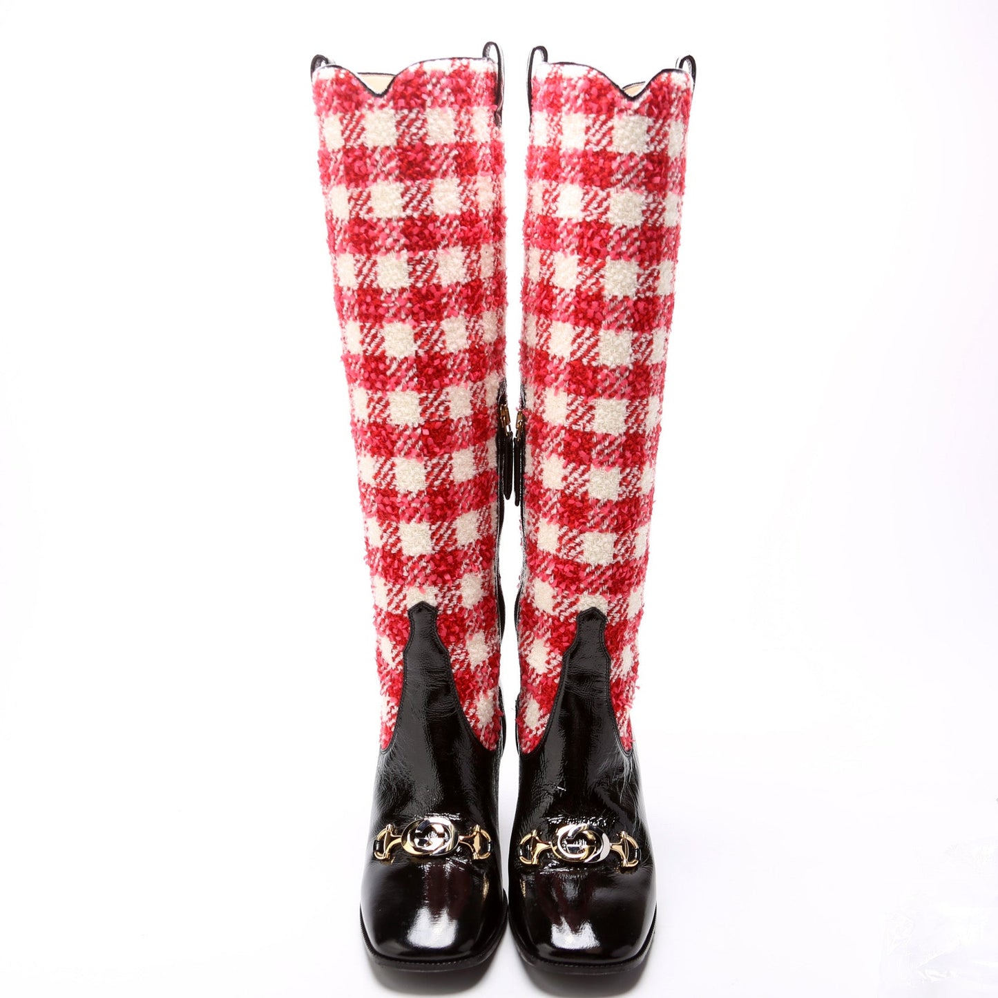 Gucci Horsebit Plaid Knee High Boots Size .