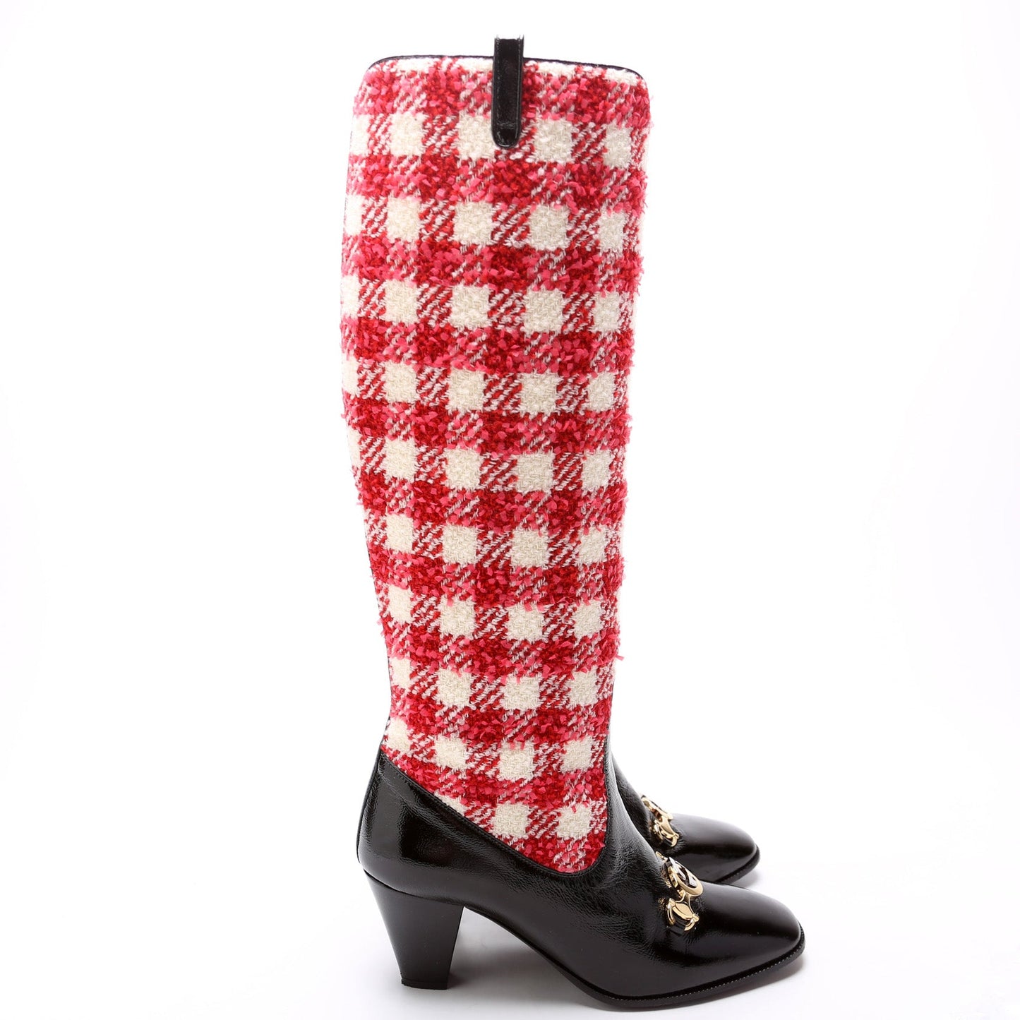 Gucci Horsebit Plaid Knee High Boots Size .