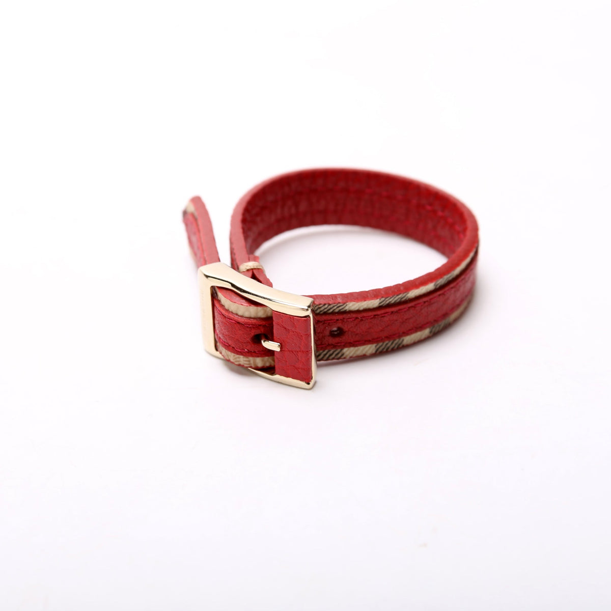 Check Canvas & Leather Bracelet