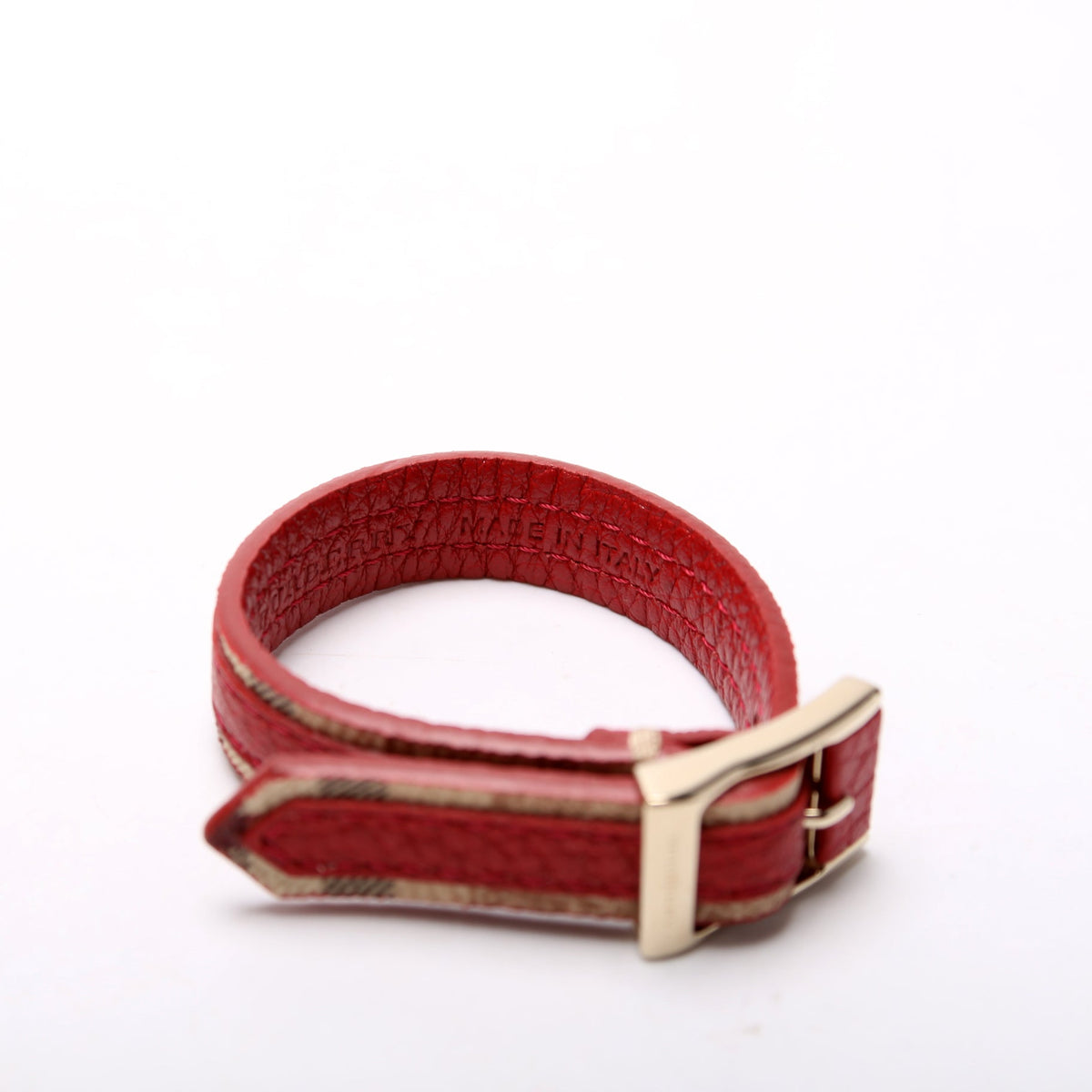 Check Canvas & Leather Bracelet