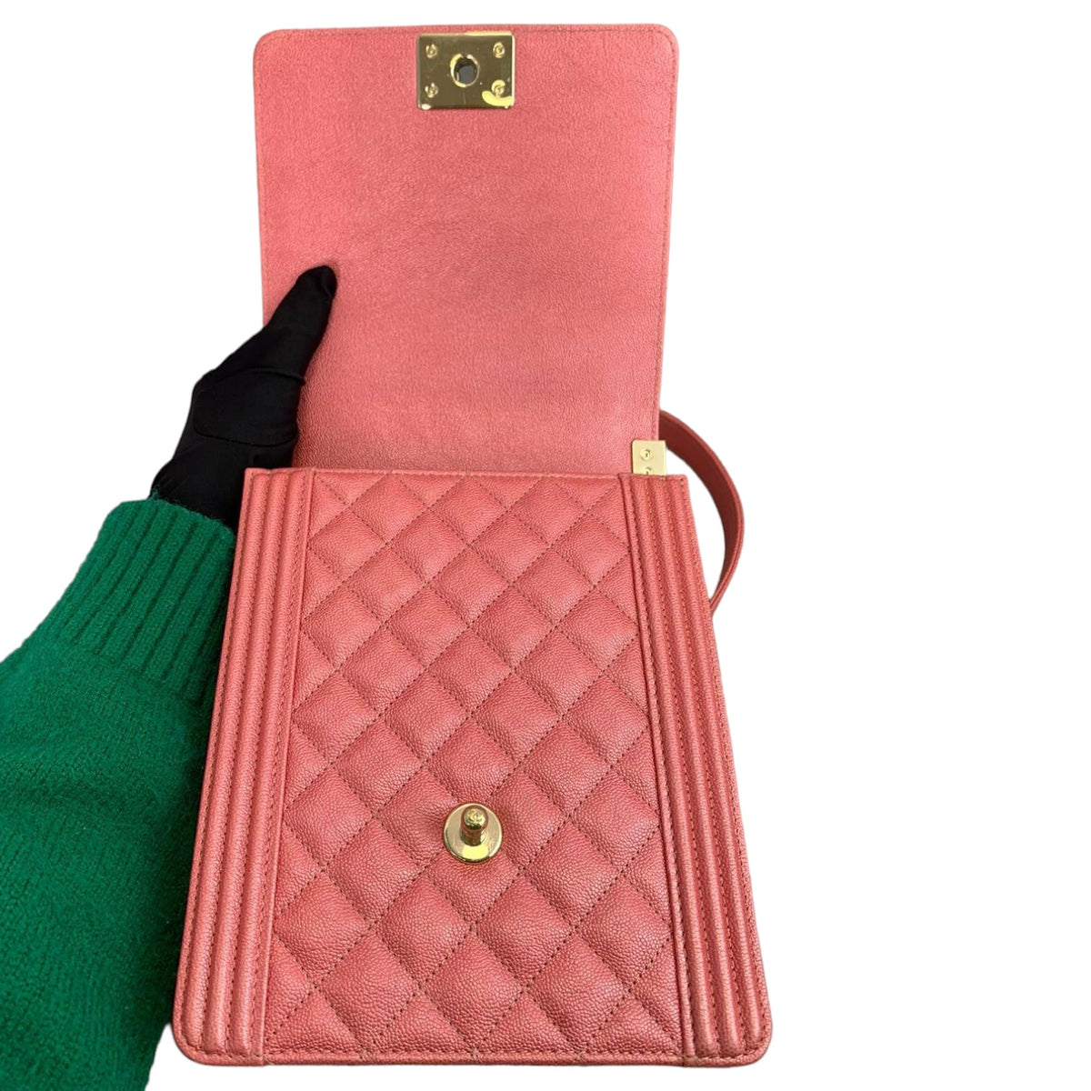 Vertical North South Boy Flap Bag Pink GHW