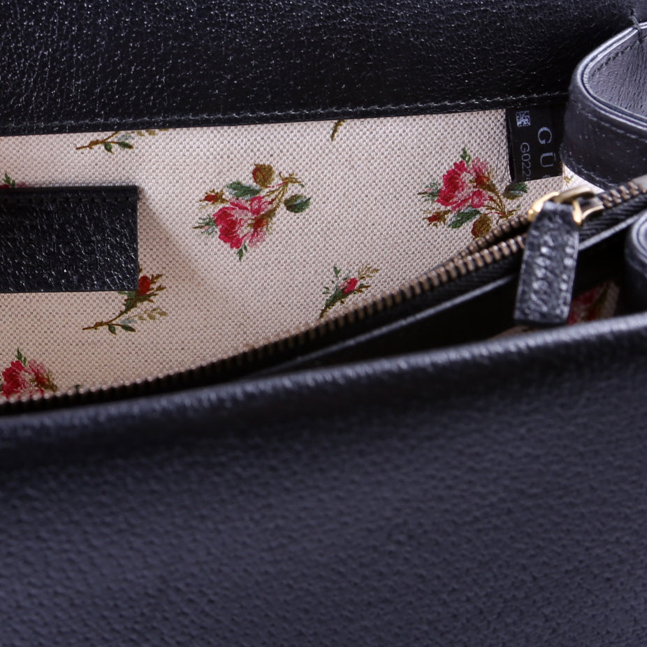 Dionysus Leather Floral Embroidered Shoulder Medium