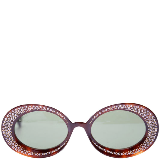 Gucci GGS Crystal Oval Acetate Sunglasses