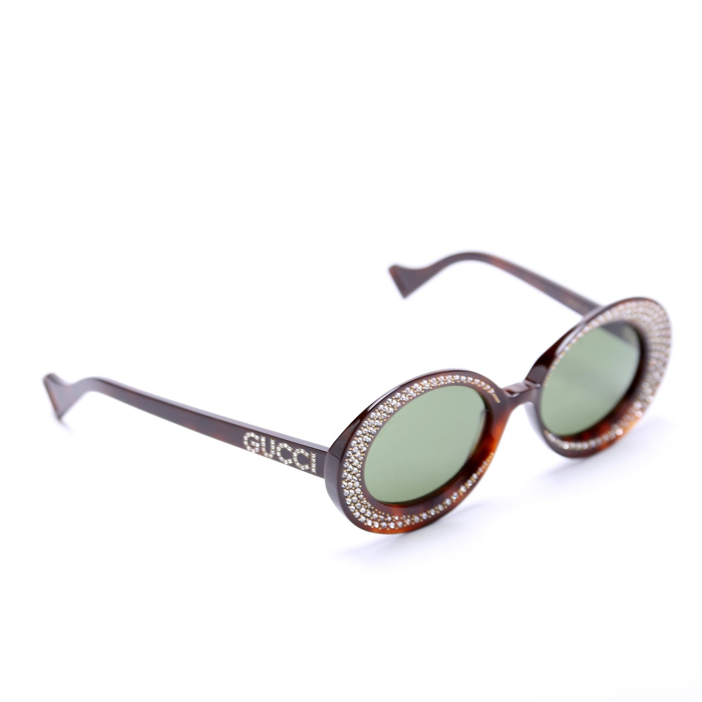 Gucci GGS Crystal Oval Acetate Sunglasses