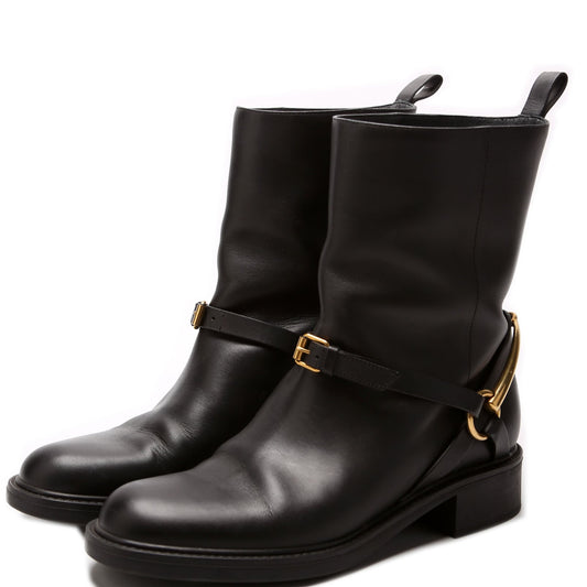 Gucci Horsebit Leather Moto Boots Size