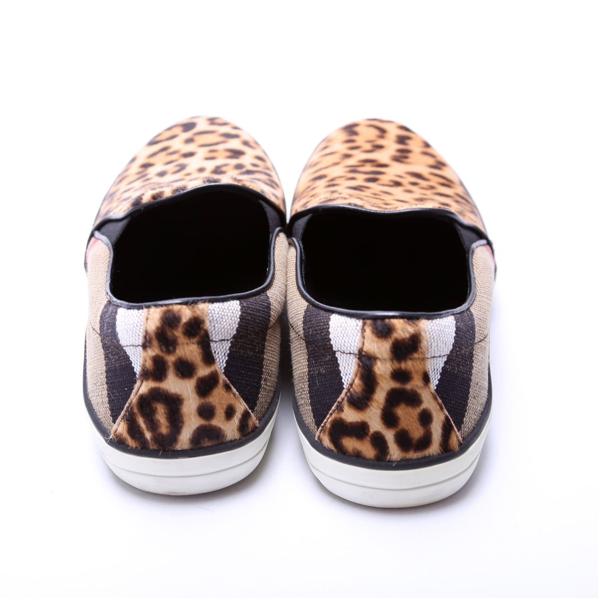 Check Pony Hair Slip On Sneakers Size 40