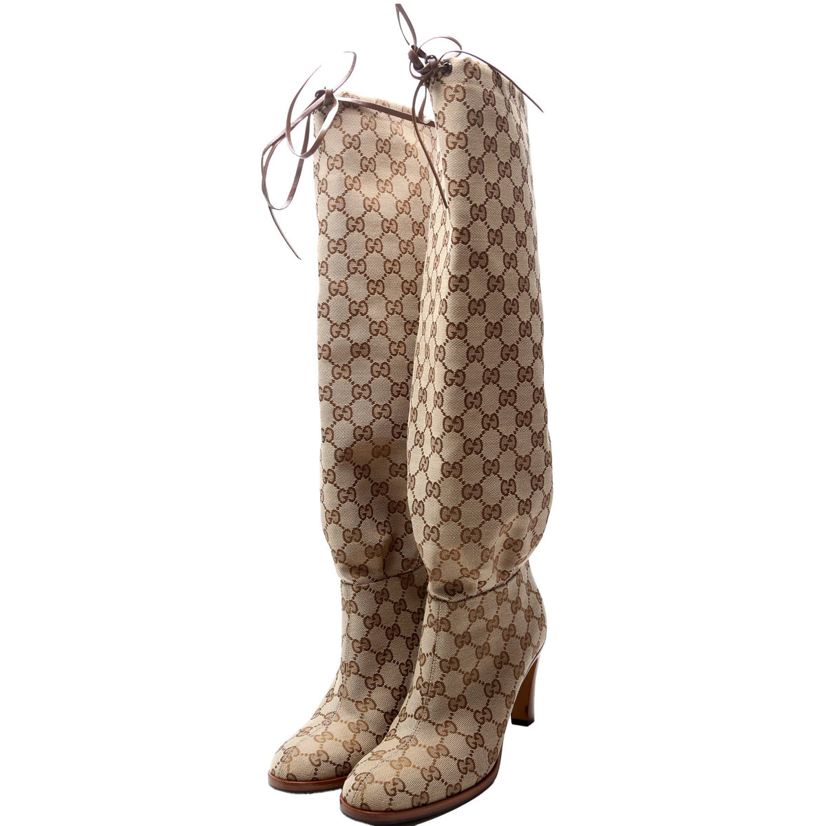 GG Canvas Mid Heel Tall Boots Size .