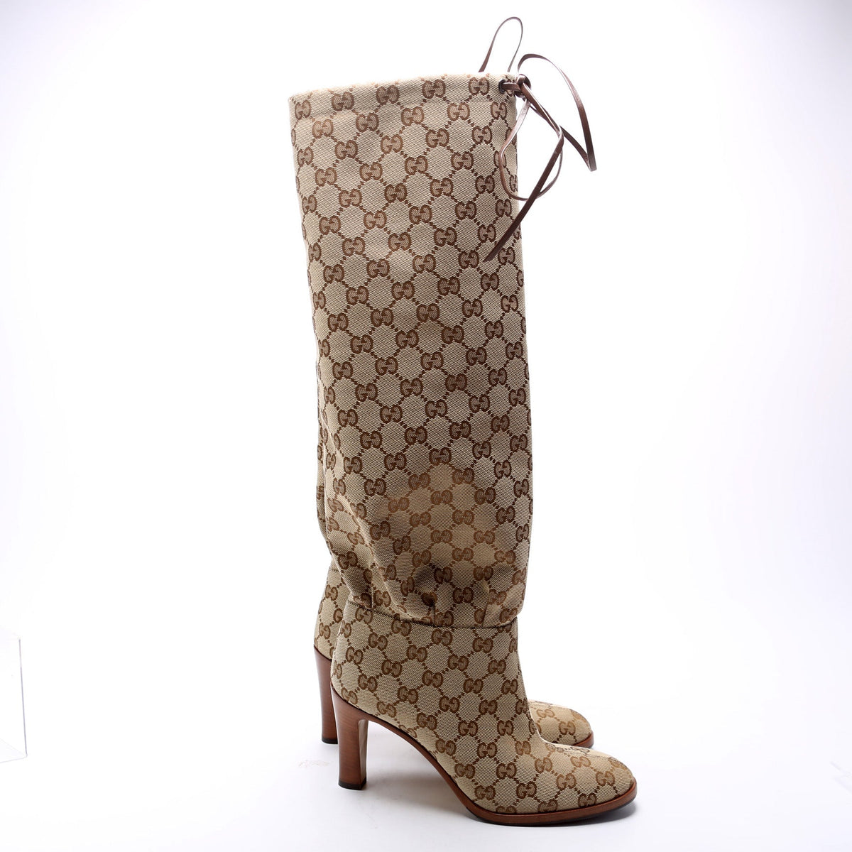 GG Canvas Mid Heel Tall Boots Size .