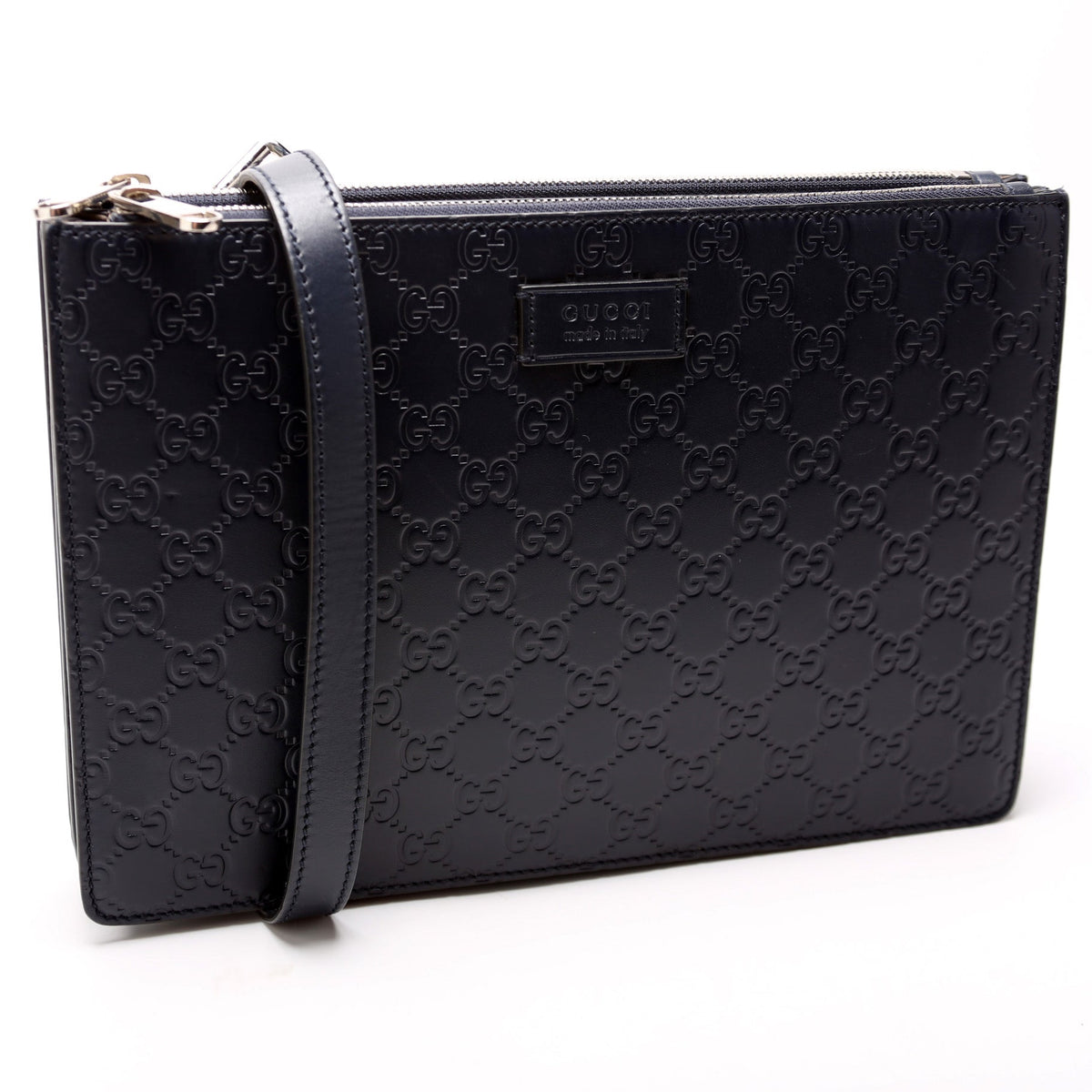 GG Leather Double Zip Messenger