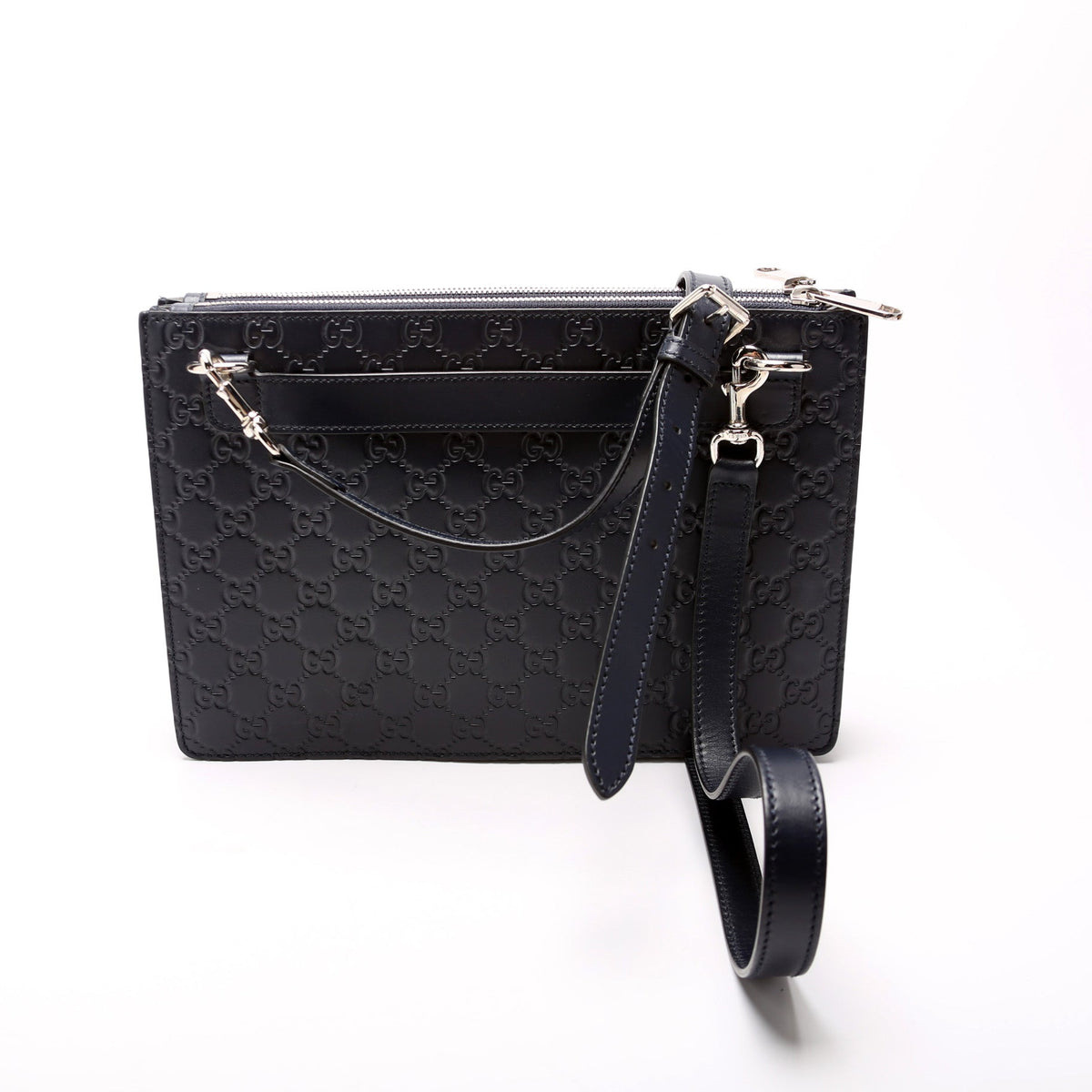 GG Leather Double Zip Messenger