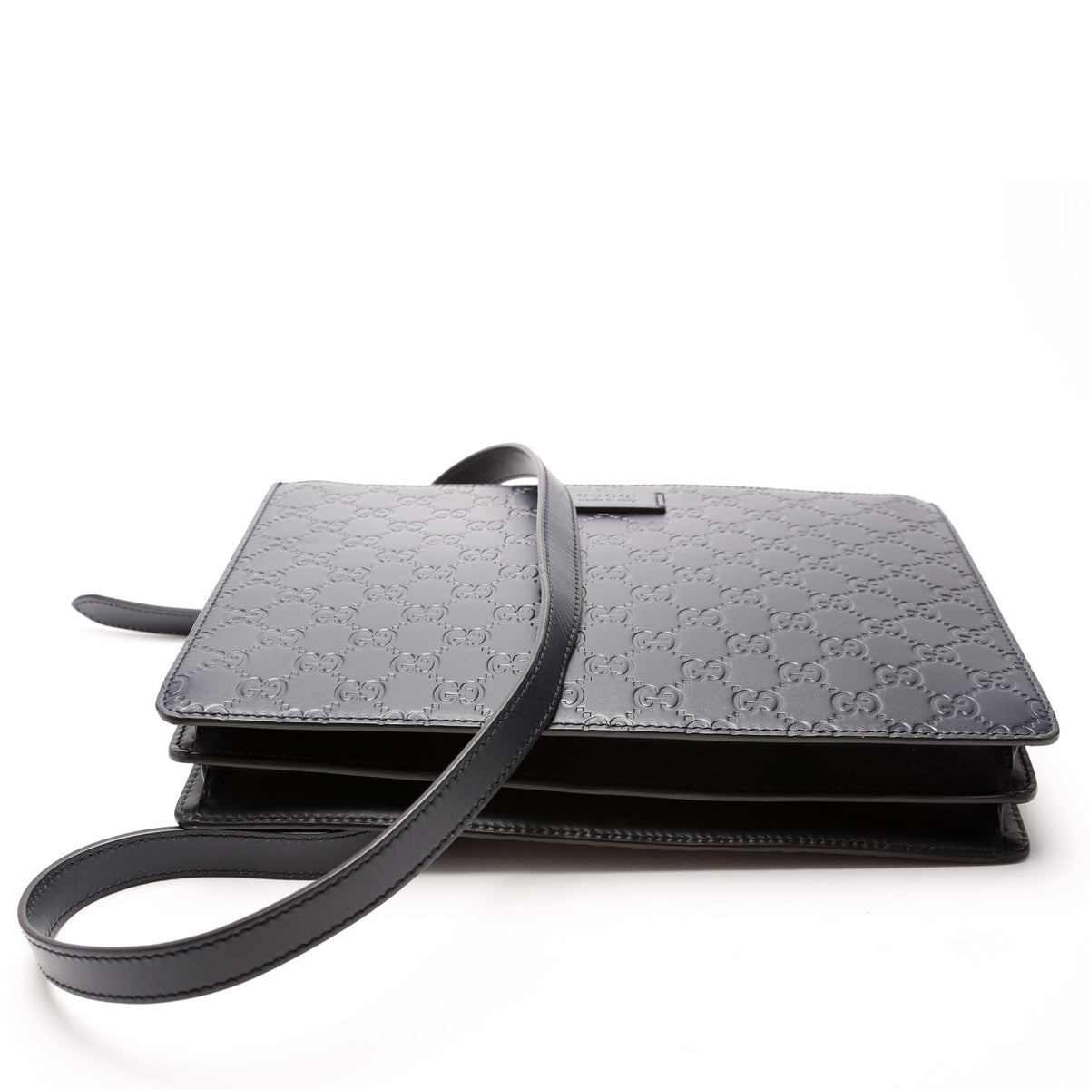 GG Leather Double Zip Messenger