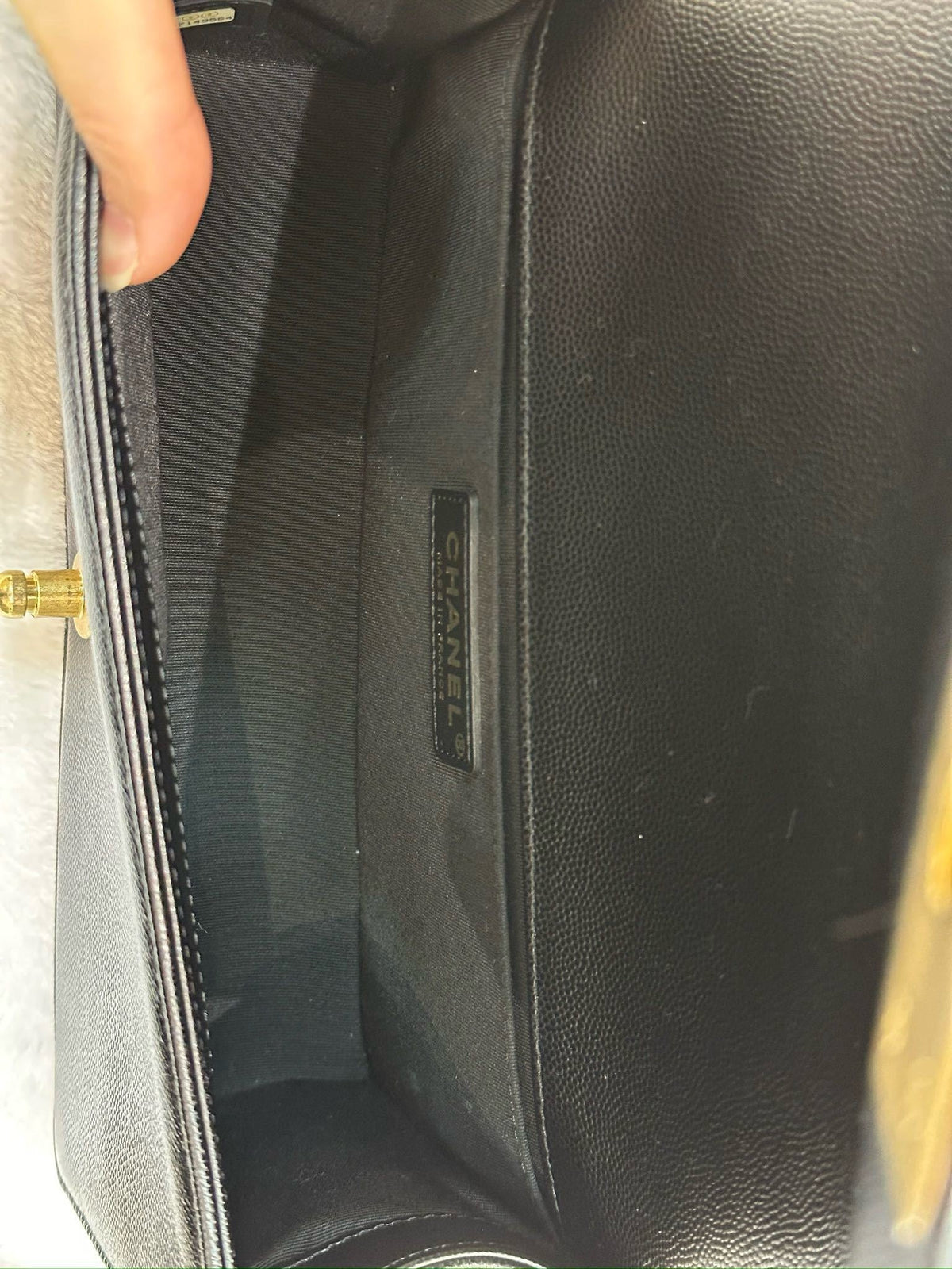 Chanel Medium Caviar Boy Bag Black GHW 27 holo card