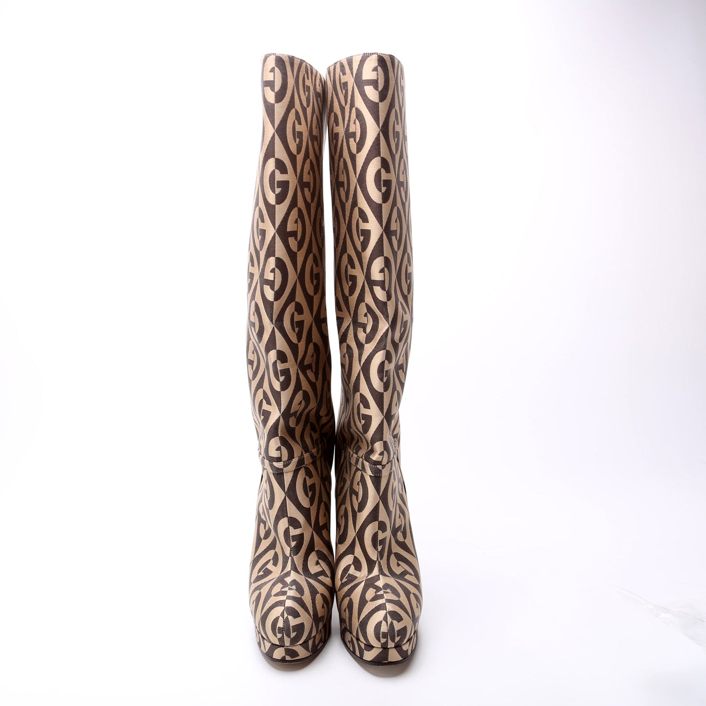 Gucci G Rhombus Fabric Platform Boots Size