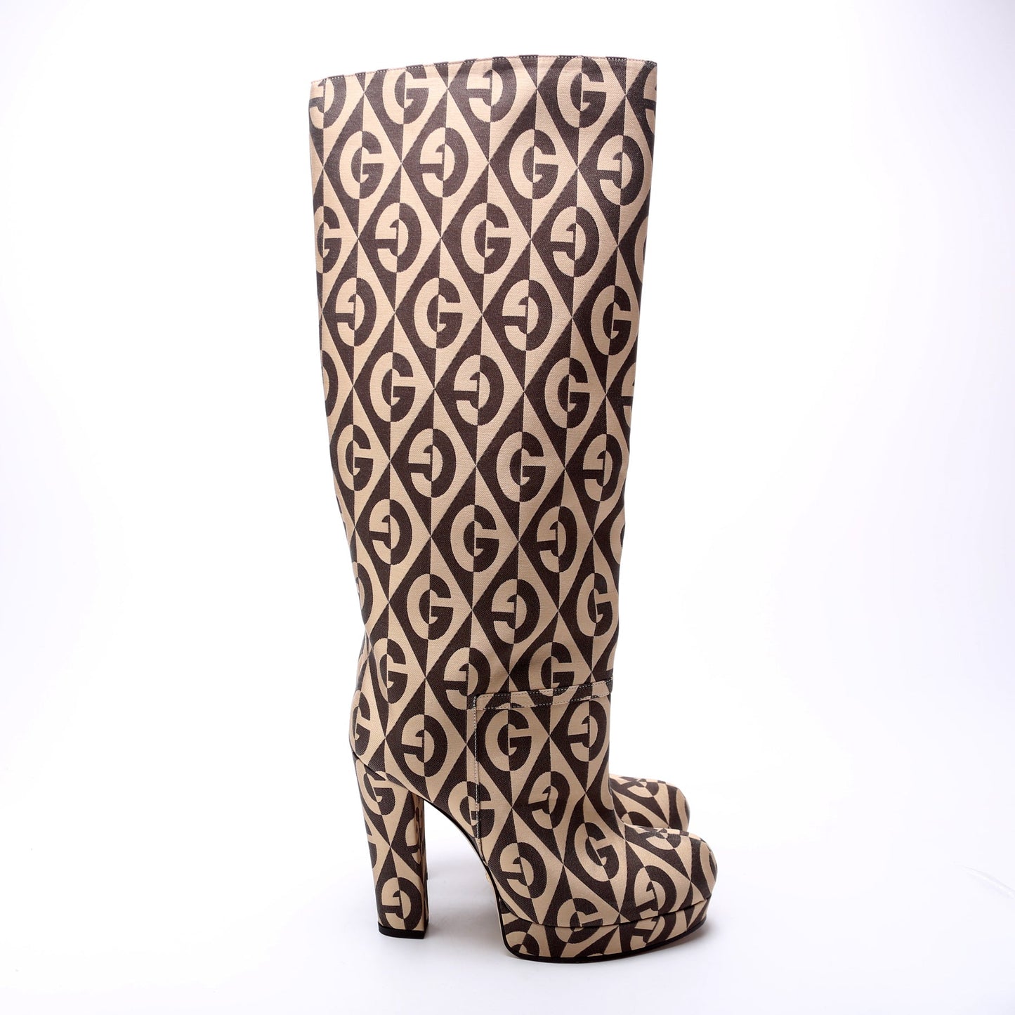 Gucci G Rhombus Fabric Platform Boots Size