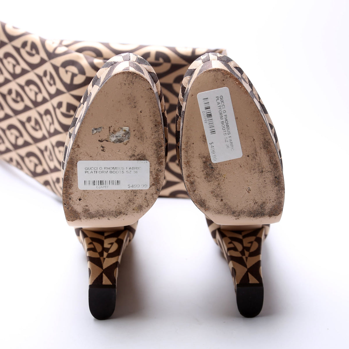 G Rhombus Fabric Platform Boots Size