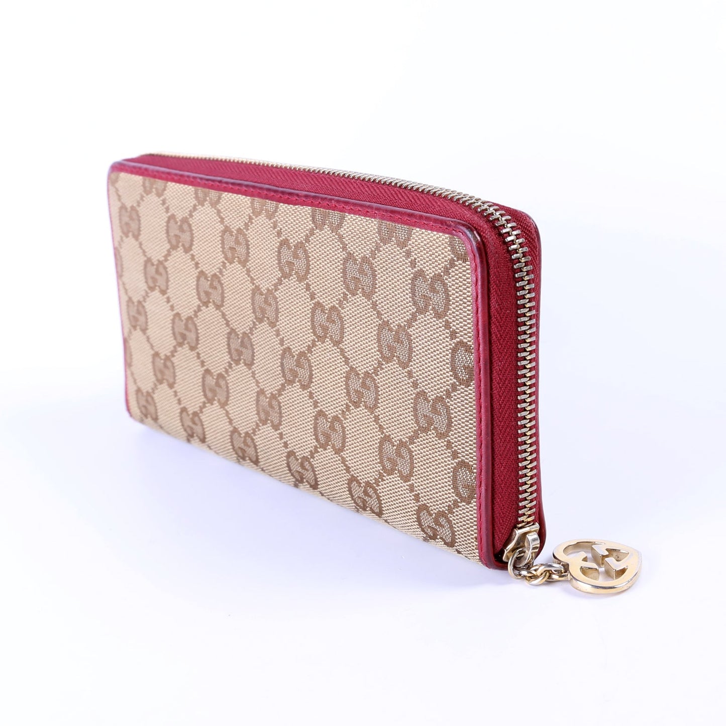 GG Canvas Interlocking G Heart Zip Wallet