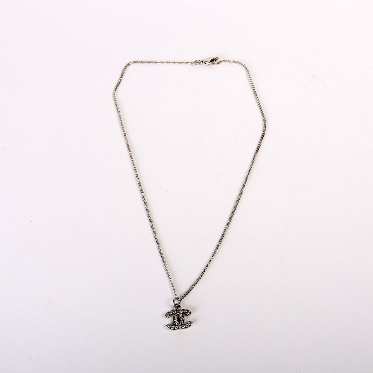 Rhinestone CC Pendant Necklace