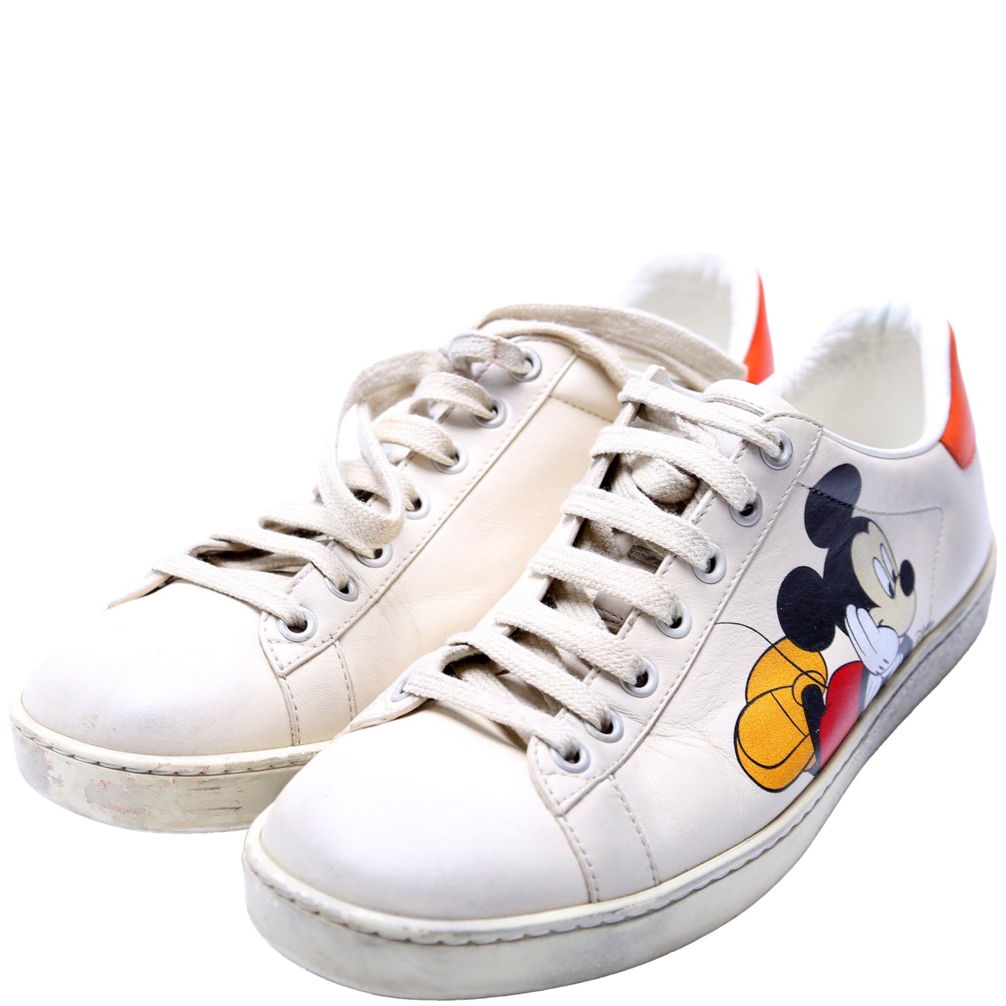 Gucci X Disney Distressed Ace Leather Mickey Mouse Sneakers Size .