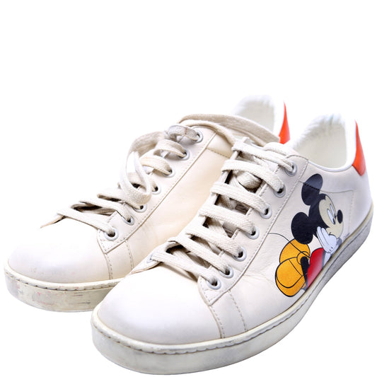 Gucci X Disney Distressed Ace Leather Mickey Mouse Sneakers Size .