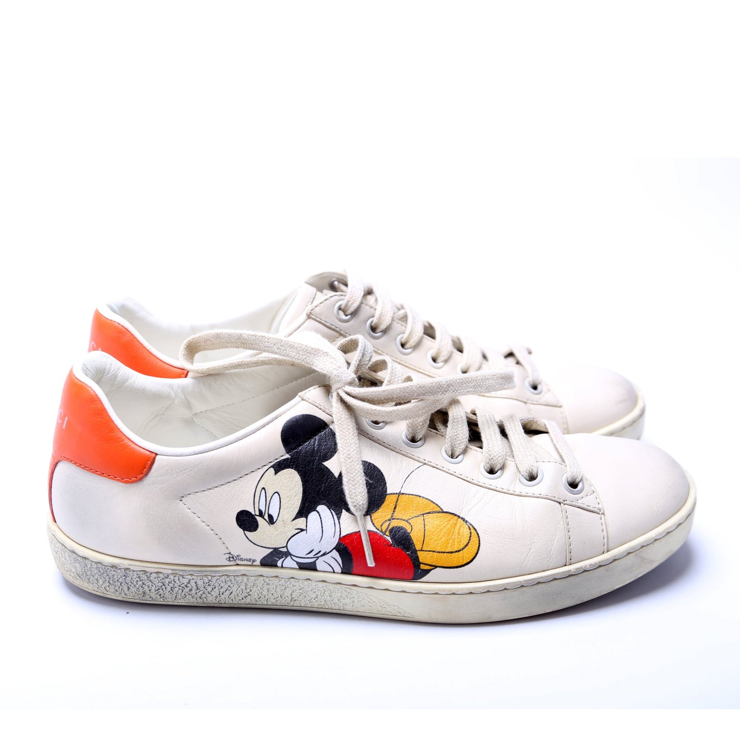 Gucci X Disney Distressed Ace Leather Mickey Mouse Sneakers Size .