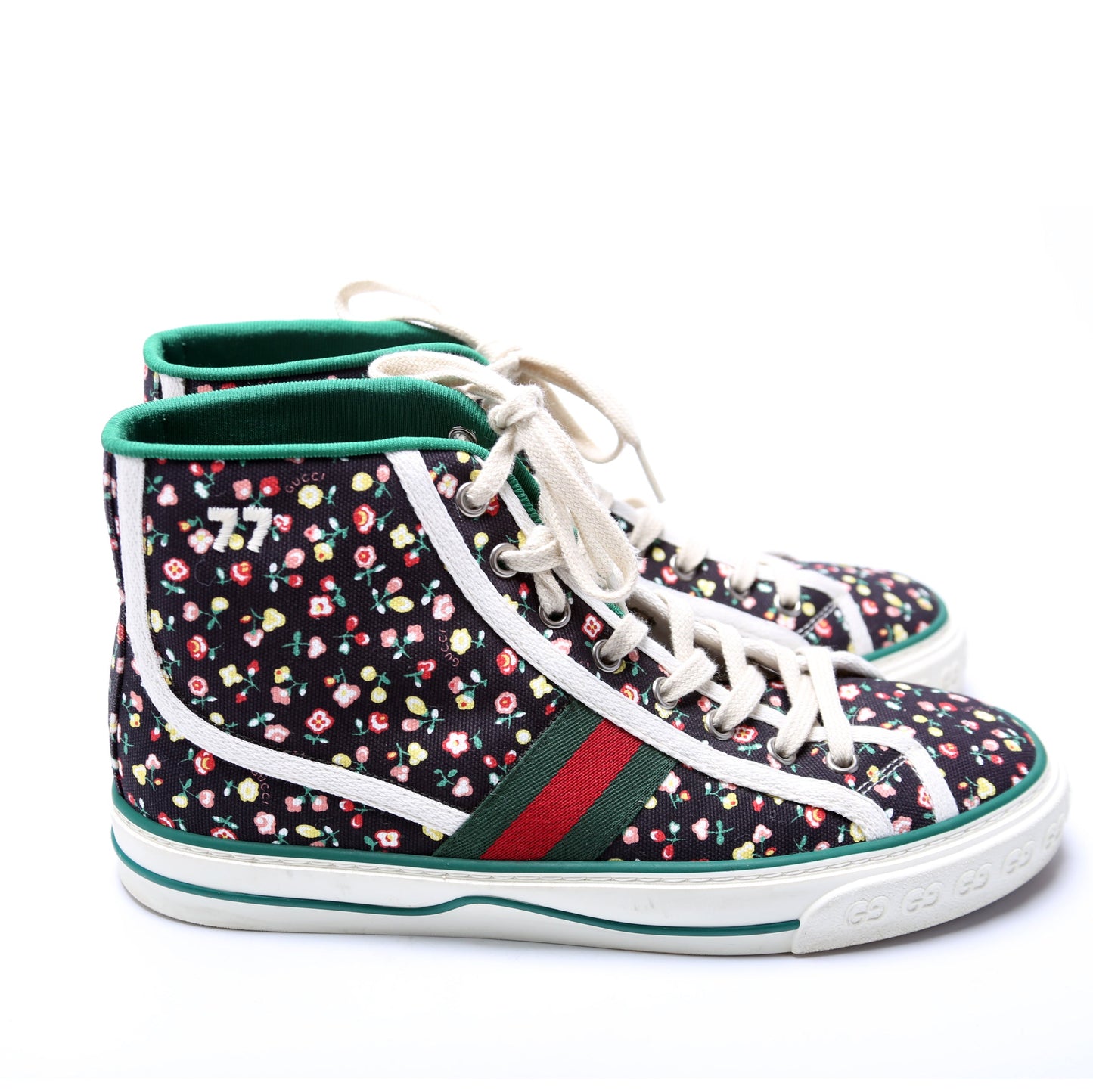 Gucci Tennis  High Top Floral Sneakers Size .