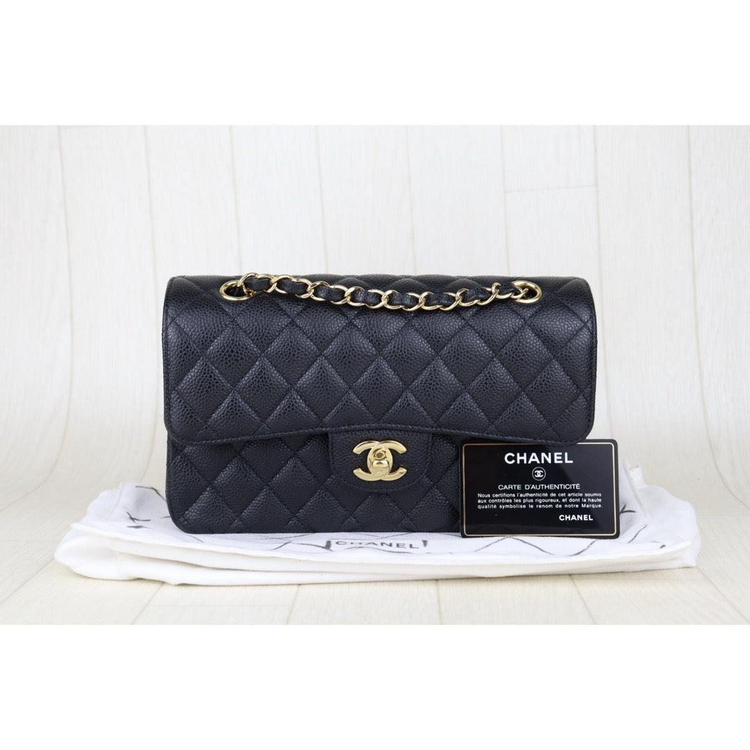 Excellent（Rank SA）｜CHANEL Caviar Skin Matrasse Double Flap 23 Shoulder Bag Black Made In 2019-2020 Year｜S25032102