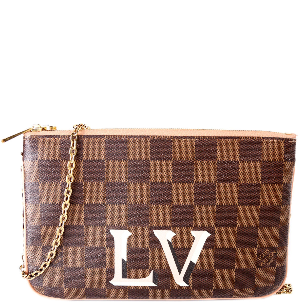 Pochette Double Zip Damier Ebene