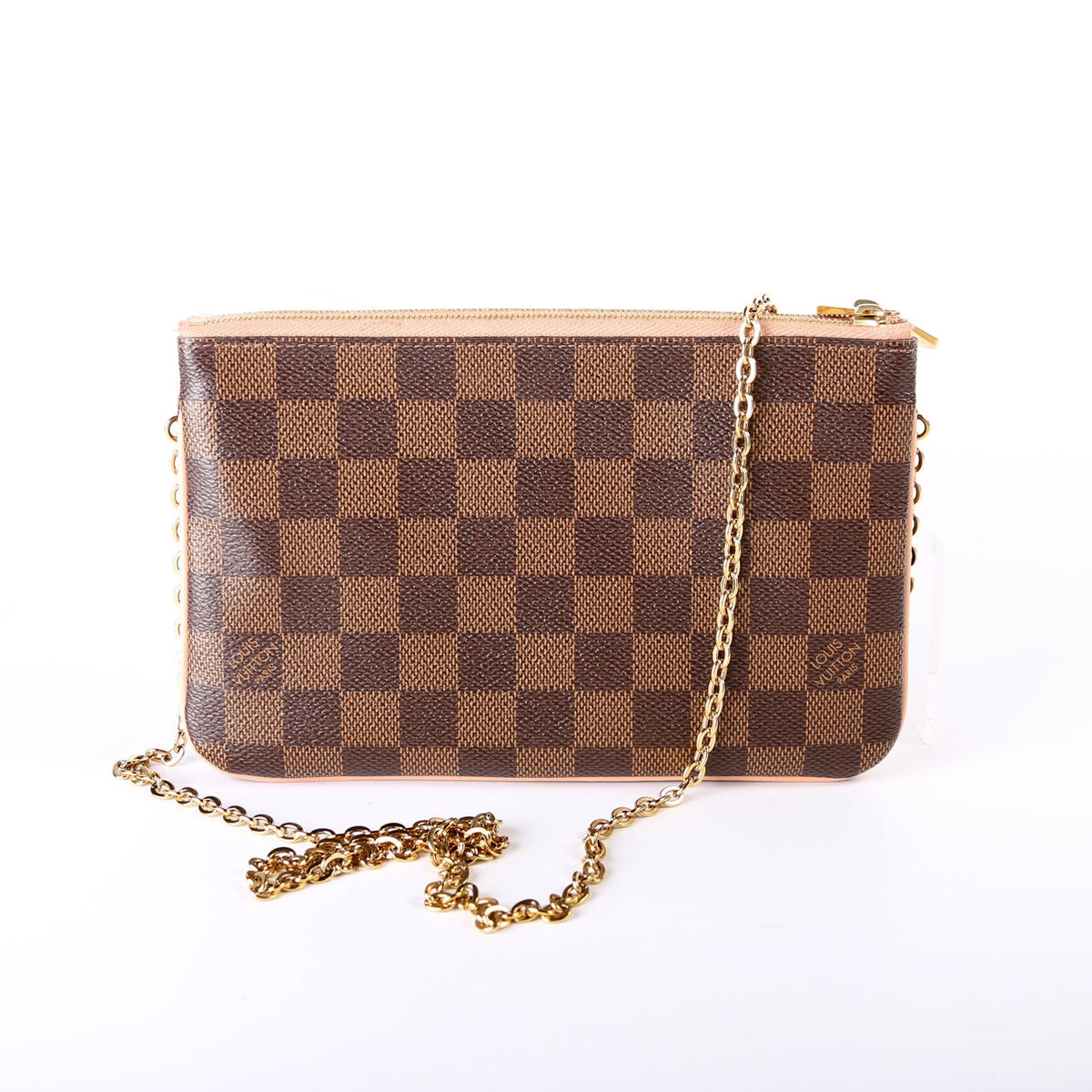 Pochette Double Zip Damier Ebene