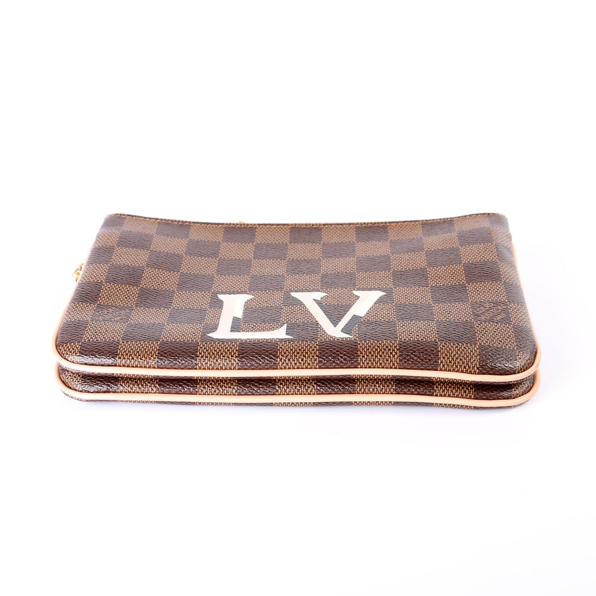 Pochette Double Zip Damier Ebene