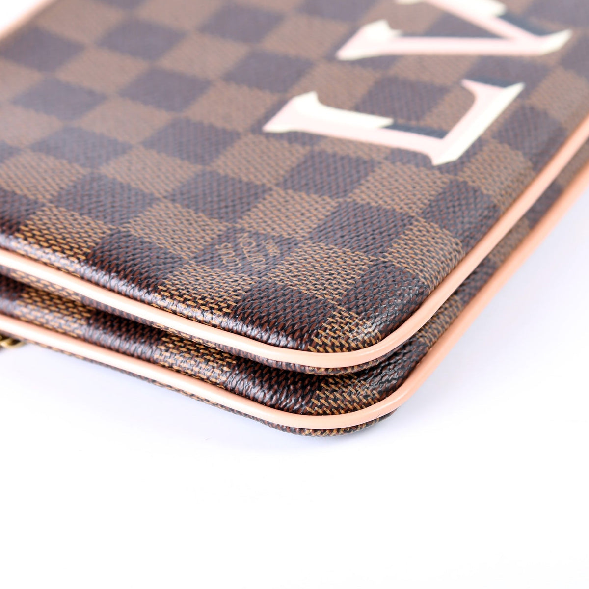 Pochette Double Zip Damier Ebene