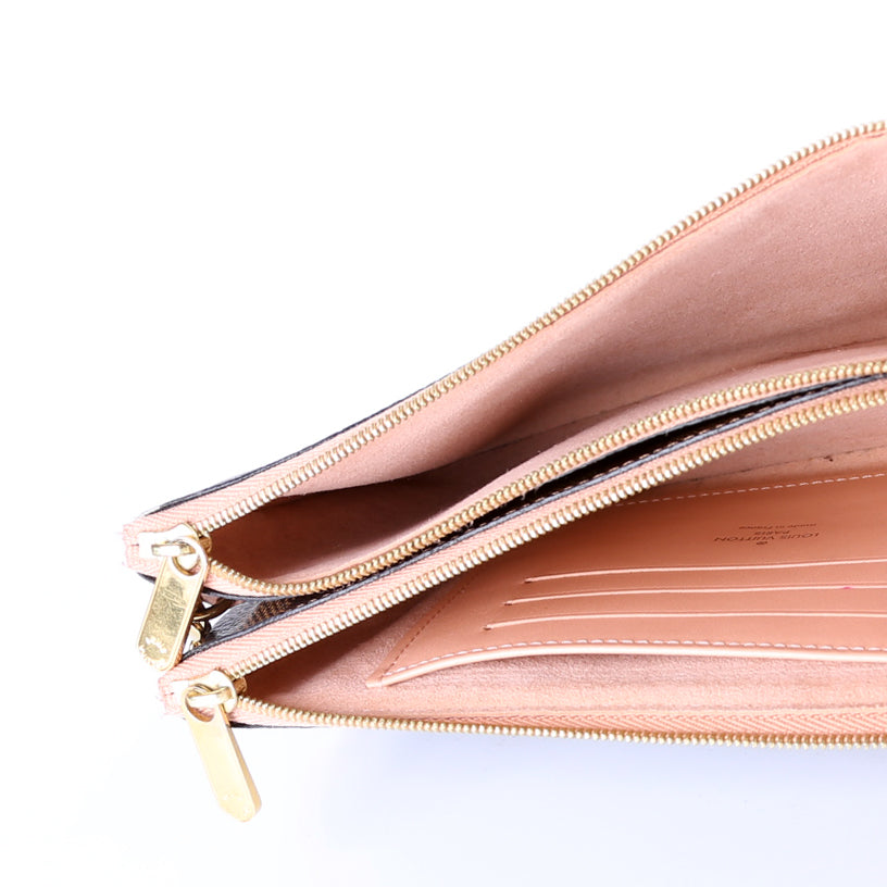 Pochette Double Zip Damier Ebene