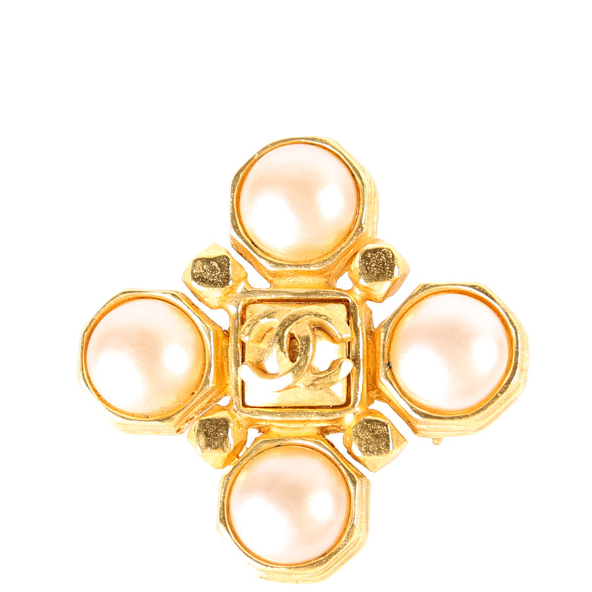CC Faux Pearl Brooch