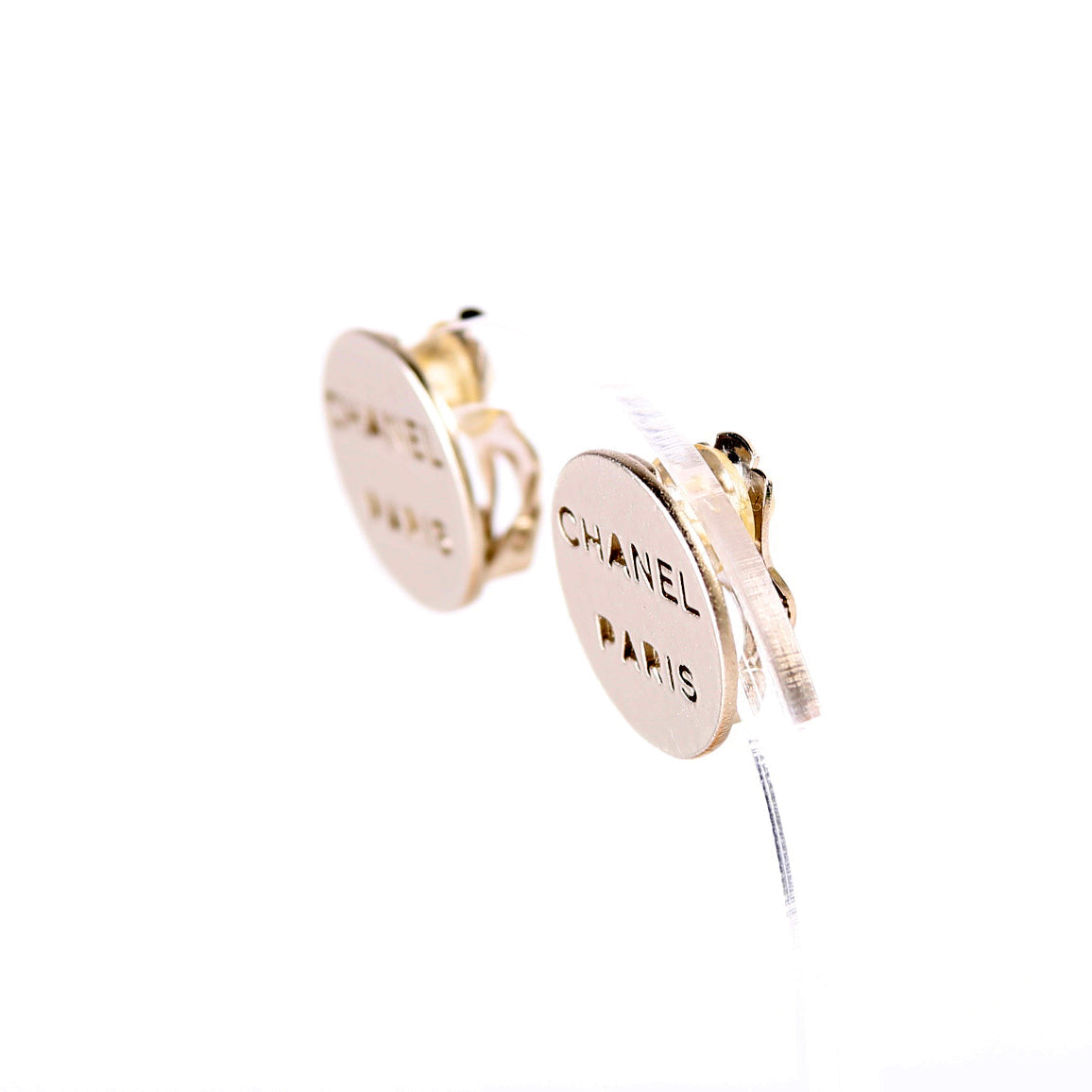 Chanel Paris Round Clip On Earrings