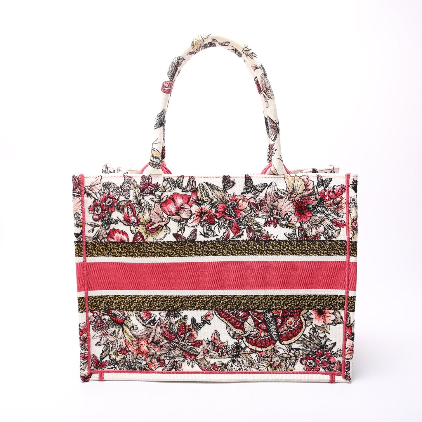 Book Tote Embroidered Butterfly Medium