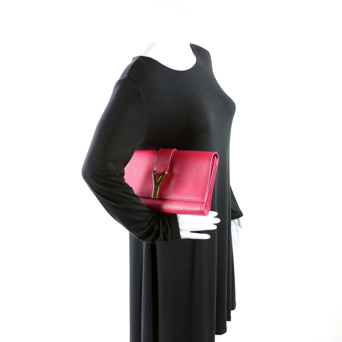 Classic Y Ligne Clutch Textured Leather