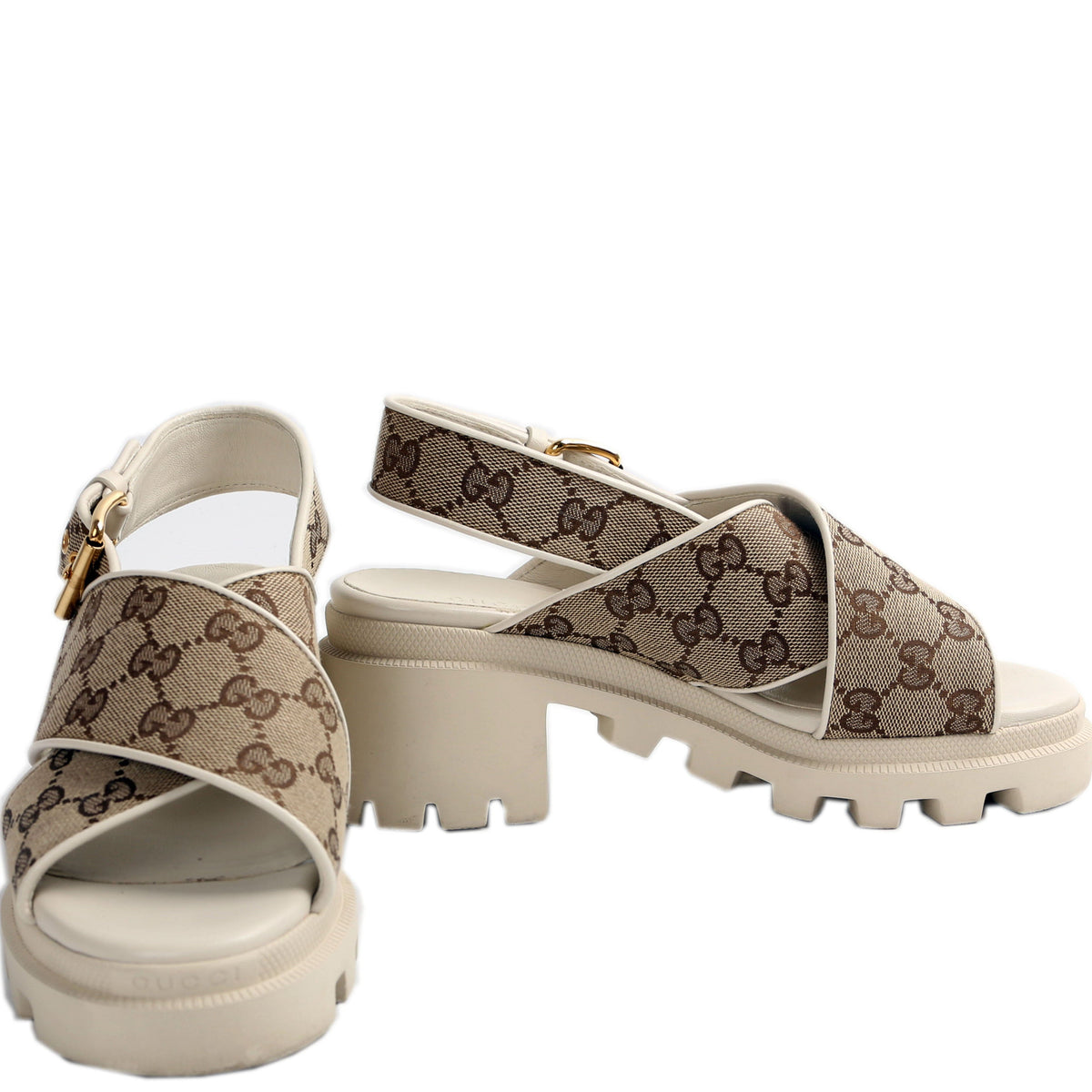 GG Canvas Lug Sole Sandals Size