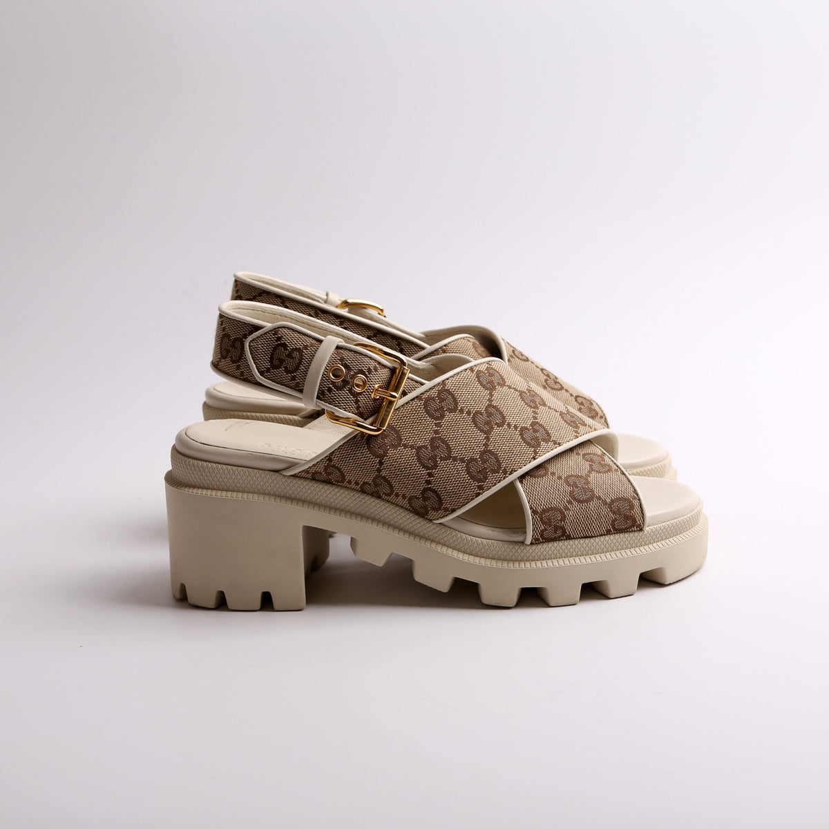 GG Canvas Lug Sole Sandals Size