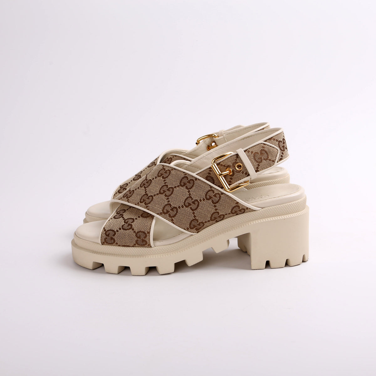 GG Canvas Lug Sole Sandals Size