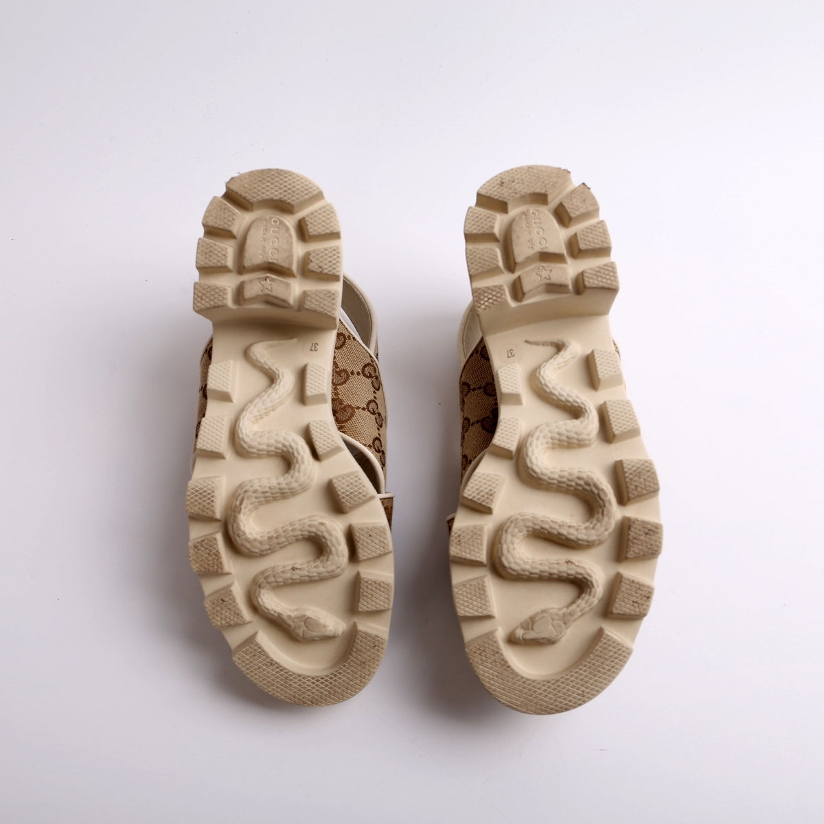 GG Canvas Lug Sole Sandals Size