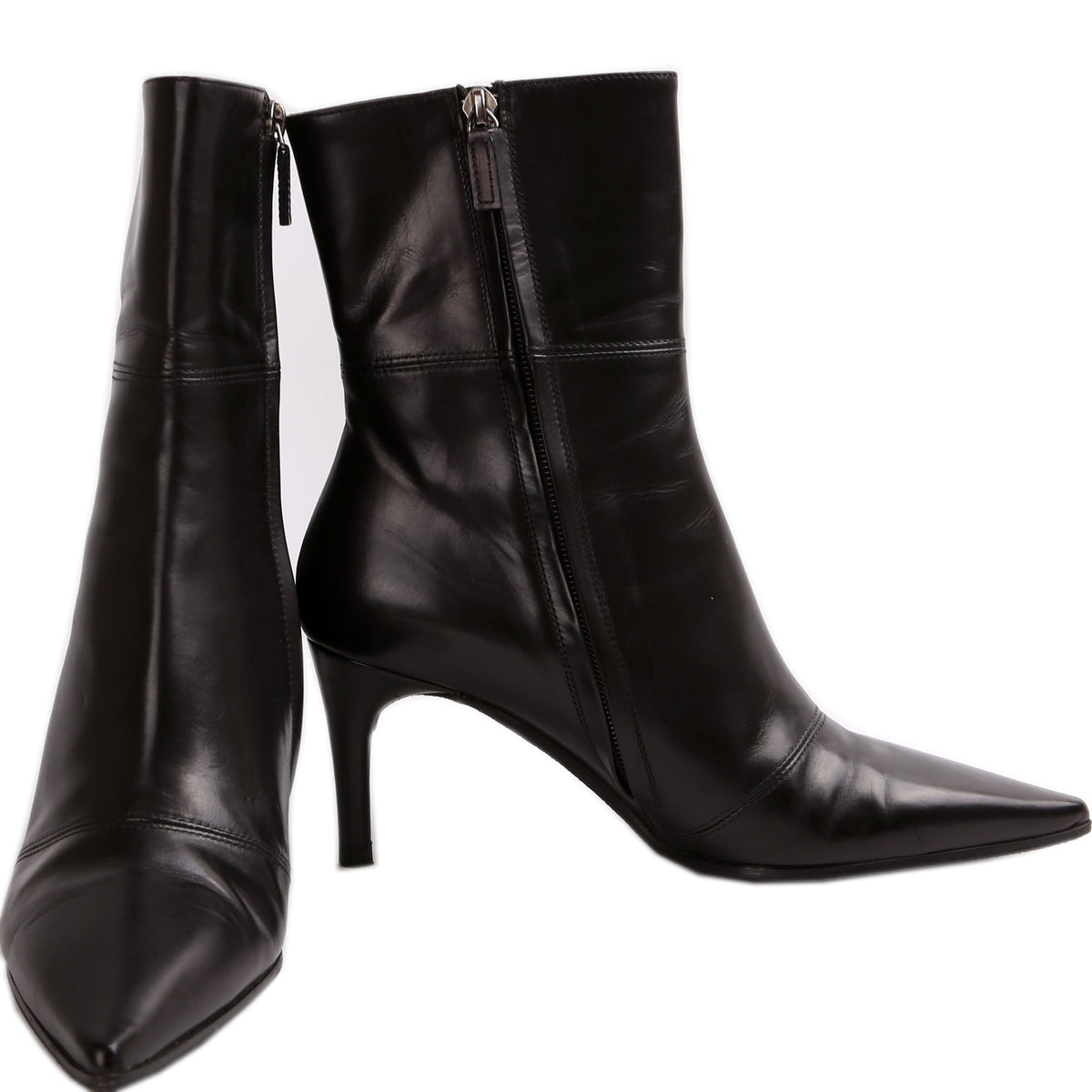 Leather Pointed Toe Boots Size .