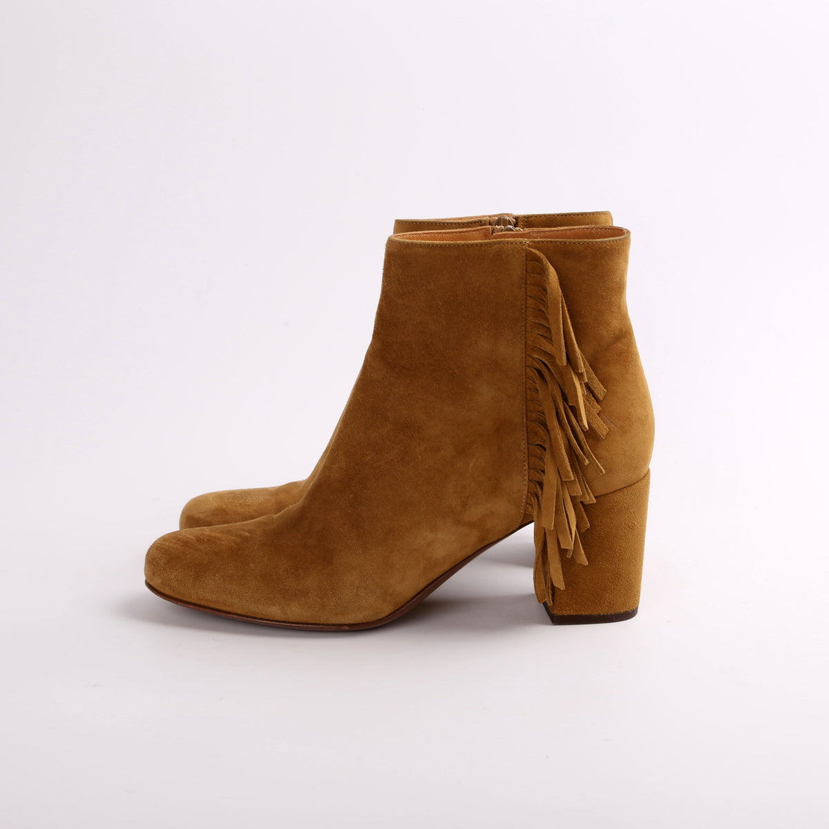Suede Fringe Booties Size