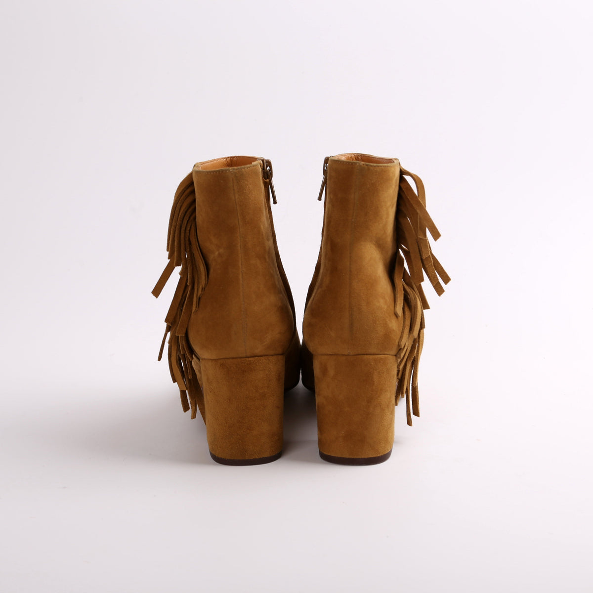Suede Fringe Booties Size
