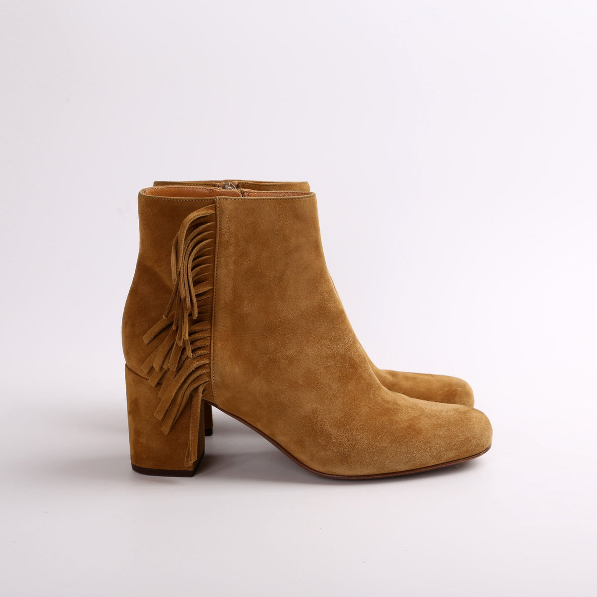 Suede Fringe Booties Size