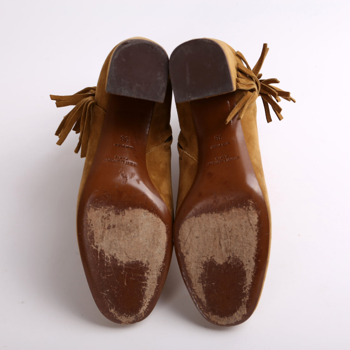 Suede Fringe Booties Size