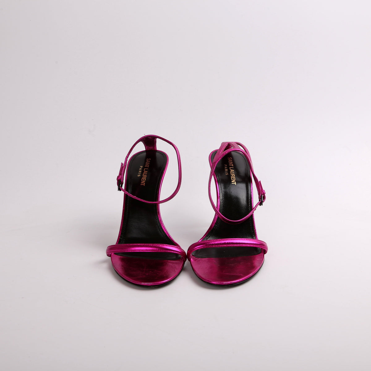 Metallic Lambskin Lexi Ankle Strap Sandals Size .
