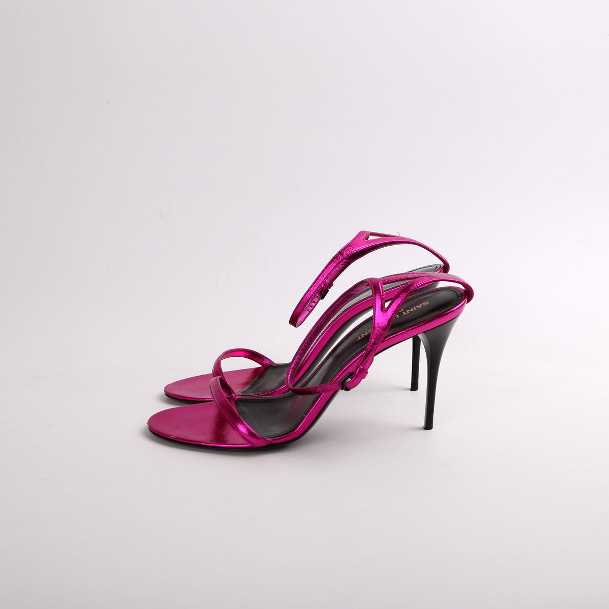 Metallic Lambskin Lexi Ankle Strap Sandals Size .