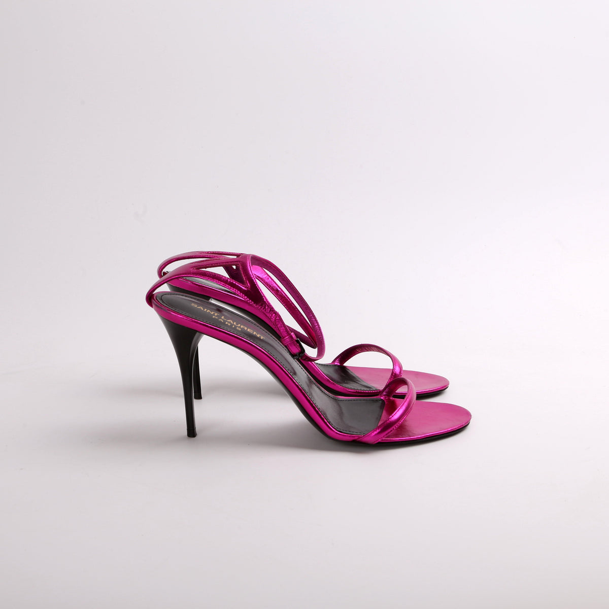 Metallic Lambskin Lexi Ankle Strap Sandals Size .