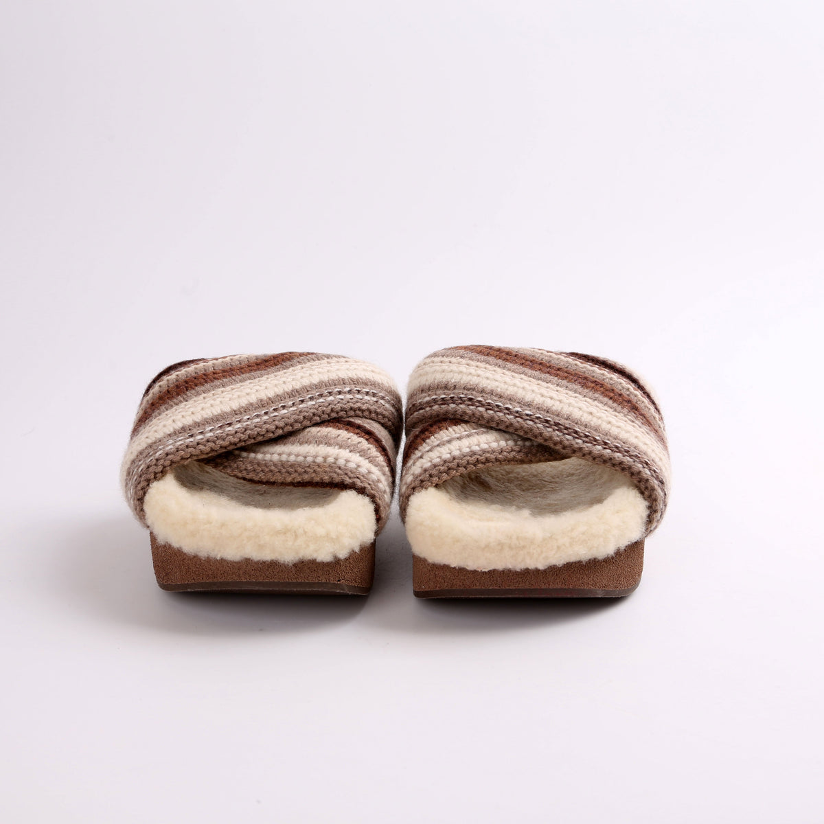 Wavy Knit/Shearling Slides Sz 37