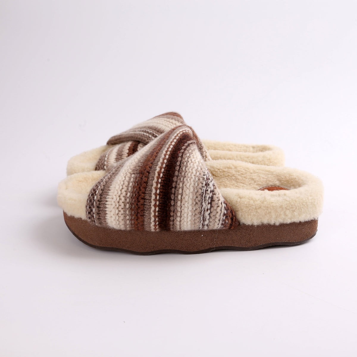 Wavy Knit/Shearling Slides Sz 37